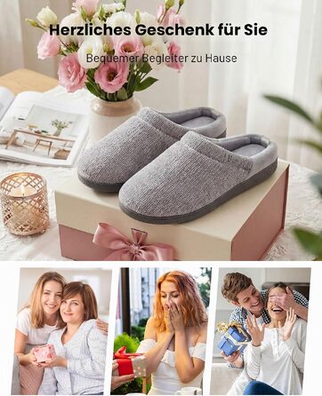 Жіночі домашні капці LongBay з ефектом пам'яті (Memory Foam), протиковзкі зручні пантофлі сліпони, сірі, розмір 38/39 EU