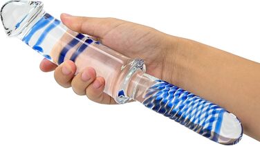 Скляний дилда Roluck з ручкою, кристалічний пеньс, анальний дилда, заглушка для заднього проходу для жінок та чоловіків, секс-іграшка (блакитний)