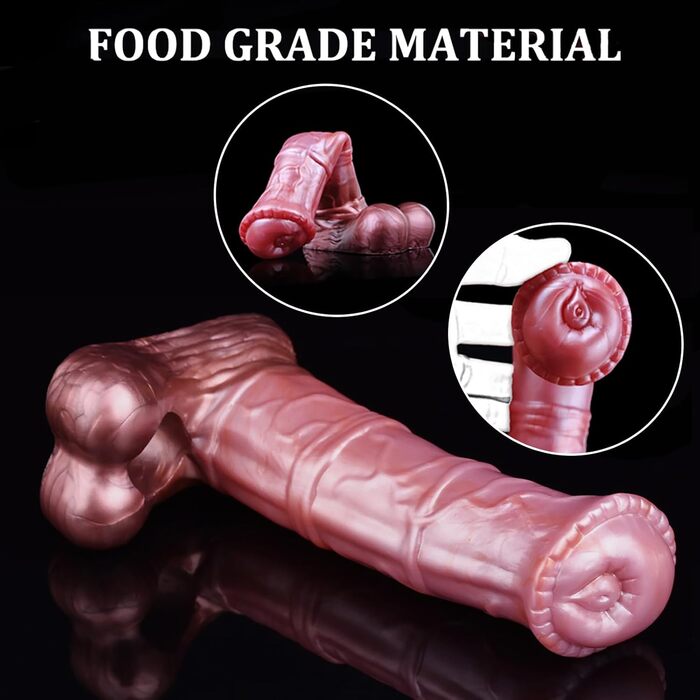 Стрижень для пеніса з кільцем для яєчок, реалістичний секс-іграшка з м'якого силікону, подовжувач пеніса, кокс для чоловіків, секс-іграшки для чоловіків та пар, червоно-коричневий, L