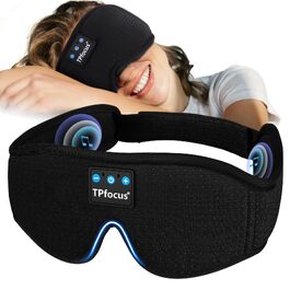 Маска для сну з Bluetooth-навушниками, м'яка бездротова маска для сну ASMR для чоловіків та жінок, 3D дизайн (Чорна)