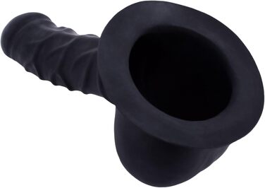 Латексний пеніс-чохол TOYLIE, 14 см, чорний, з платформою для кріплення до латексу - реалістичний дизайн, з мішком та головкою, MADE IN GERMANY