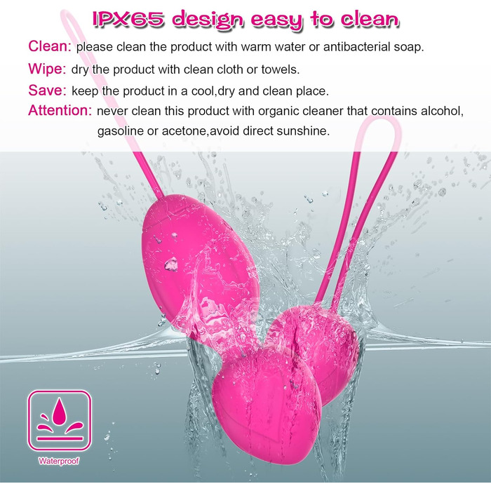 Тренування м'язів тазового дна для жінок з пультом дистанційного керування - медичний силікон, м'ячики для контролю сечовипускання та вправ для тазового дна (рожевий)