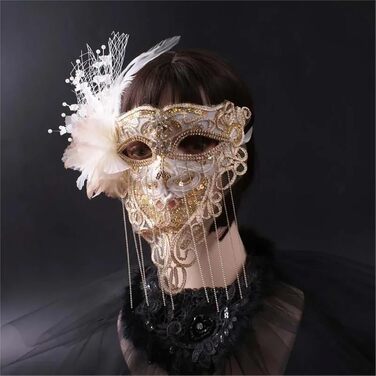 Маска для сцени AYWTIUN Золоті кінчики - повна маска для обличчя, для вокалістів