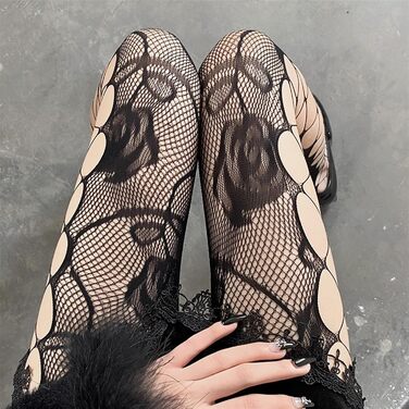 Чулки сітчасті ZGPjubilant 2 шт. для жінок, мереживна верхня частина, обтискаючі стегна, з силіконовими фіксаторами, overknee, чорний колір, універсальний розмір