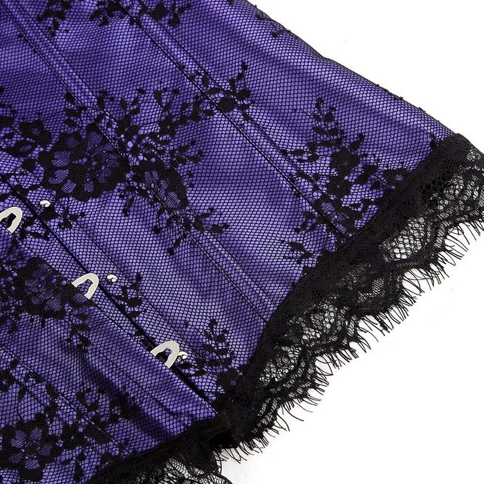 Корсет топ бюстєль жіночий оверсайз з атласу та квіткового мережива, шнурування, плюс розмір, білий 2550 (5XL, Puepel)