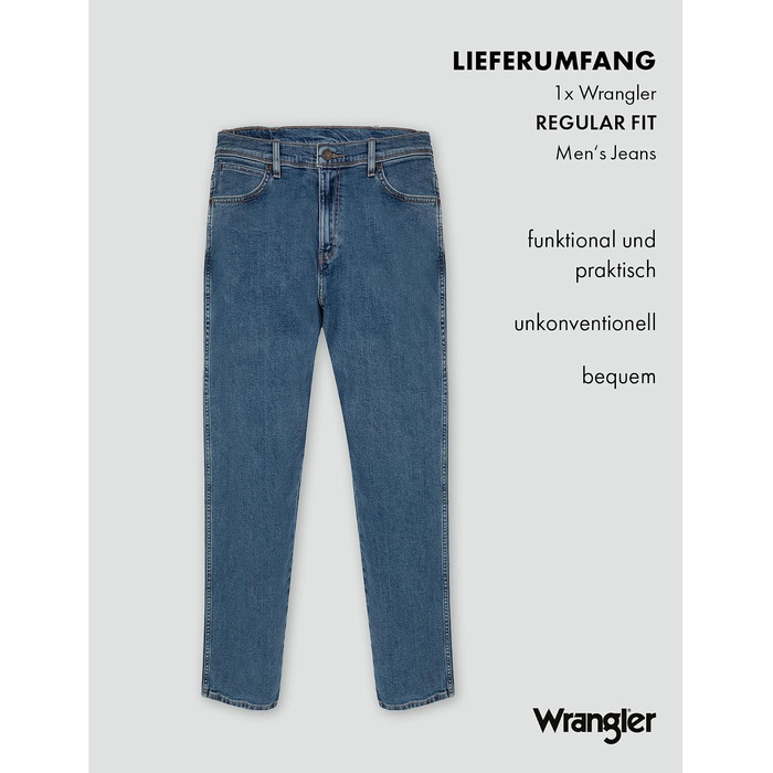 Чоловічі джинси Wrangler Regular Fit Regular - середня посадка, чорні, Stonewash (W44 L30)