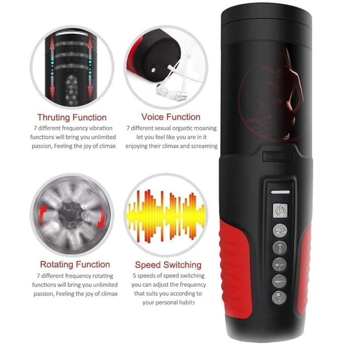 Автоматичний електричний мастурбатор-чаша з 7 телескопічними функціями та режимами обертання. Іграшка для чоловіків