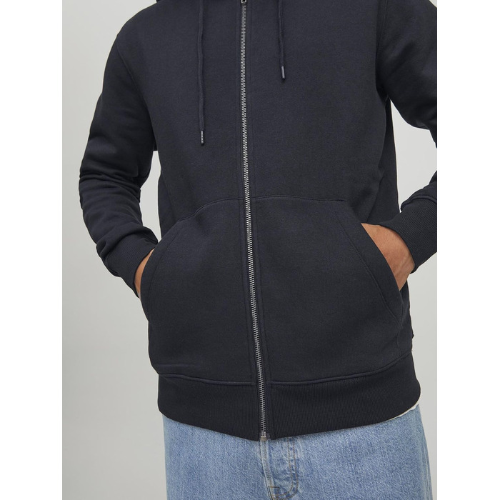 Чоловіча однотонна куртка-худі з капюшоном JACK & JONES, чорна, розмір M