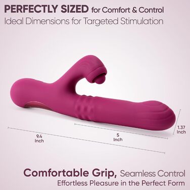 Вібратор для інтимної стимуляції SEKOVE Rabbit, Duale Стимуляція, перламутрові кульки, торкання клітора (Deep Purple)