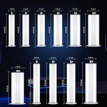 Насадка для помпи для статевих органів NAIXBTY: прозора трубка зі шкалою для збільшення статевого члена, покращення ерекції та лікування імпотенції. Підходить для чоловіків. Розмір: 22,9 × 7,6 см