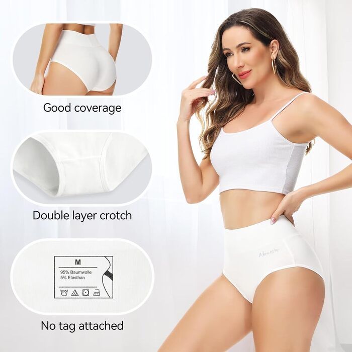 Труси жіночі бавовна 5 шт. Висока талія, бавовна, дихаючі, м'які, стрейч, трусики, XL, білі