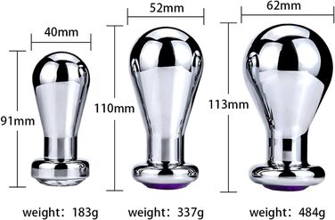 Анальний плагін Soarvlorfy з металу, великий розмір, з кристалами, для масажу G-точки та простати, анальні дилататори, іграшки для дорослих, срібло, L