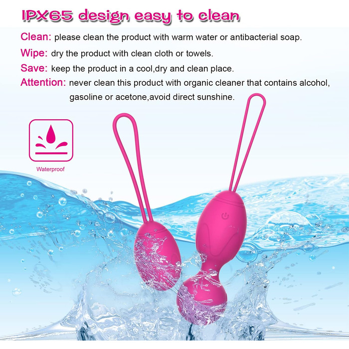 Тренер для впрас для жінок для тренування м'язів тазу з пультом дистанційного керування, набір Кегеля, силіконові м'ячі для контролю сечовипускання та вправ для м'язів тазу (рожевий)