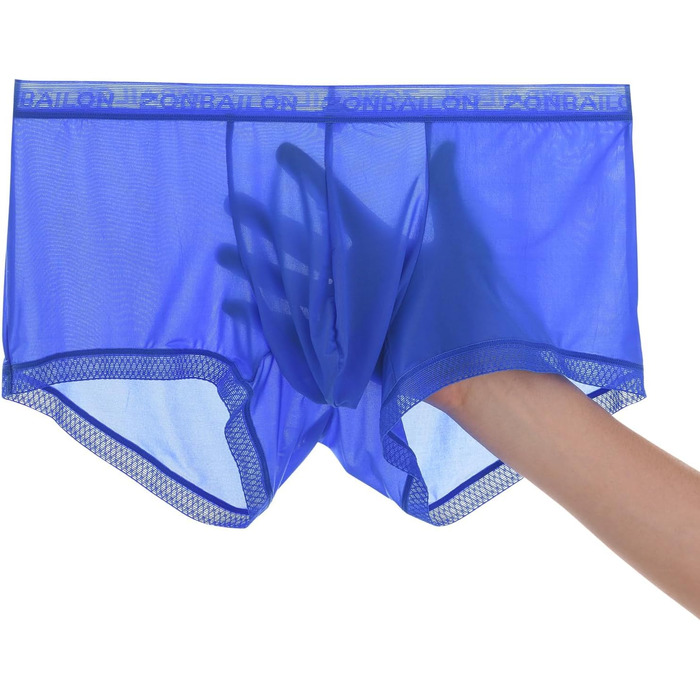 Сліпекс чоловічі прозорі сексуальні труси BIATWOWR з підсилювачем мішка для більшої привабливості та комфорту (Блакитний, M)