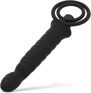 Вібруючий дилда з кільцем для чоловіків – чорний