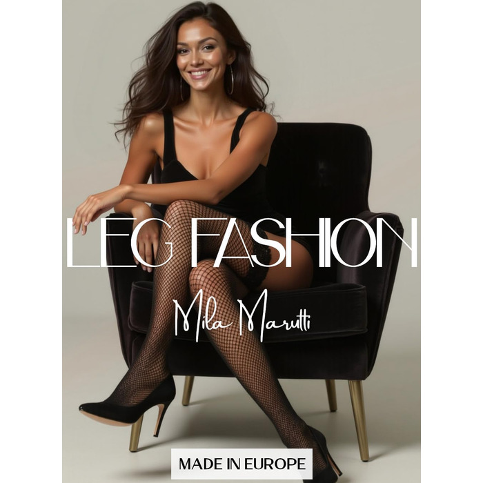 Чорні мереживні панчохи Mila Marutti без шва, довжиною до стегна (3XL), з силіконовою стрічкою