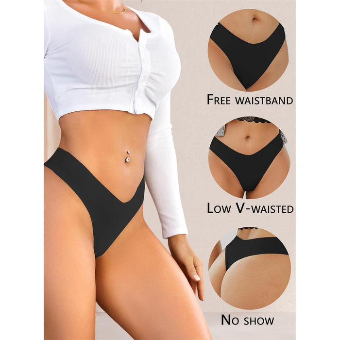 Сліпи (Танга) для жінок ALL OF SHE, безшовні, сексуальні, 6 шт. (XS, G-чорний)