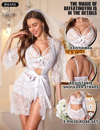 RSLOVE Комплект спідньої білизни: мереживний бюстгальтер та труси (XXL, білий)