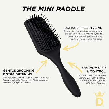 Масажна щітка для волосся Denman Paddle Brush D84, 9 рядів щетинок, 1 шт.