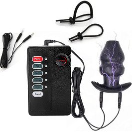 Вібруючий анальний плагін з електричним шоком, кільце для статевого члена та кільце для головки, анальний розширювач, вібруючий статевий іграшок для чоловіків