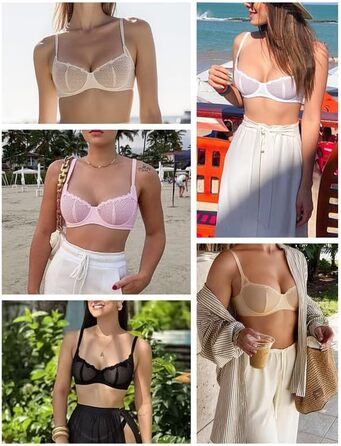 Бюстгальтер Wingslove з кісточками, мереживом, balconette, прозорий, білий, 80E