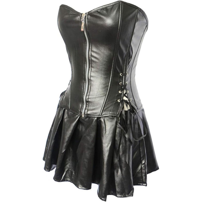 Корсет з екошкіри, сукня-корсет, латексний ефект, червоний колір, розмір 4XL, чорний колір