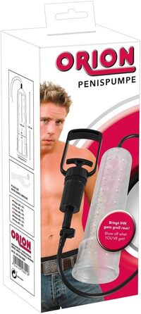 Насос для ерекції Orion - інтенсивний вакуумний насос для чоловіків, для тренування потенції, імітація орального сексу, перезаряджається, прозорий/чорний (6-piece set)