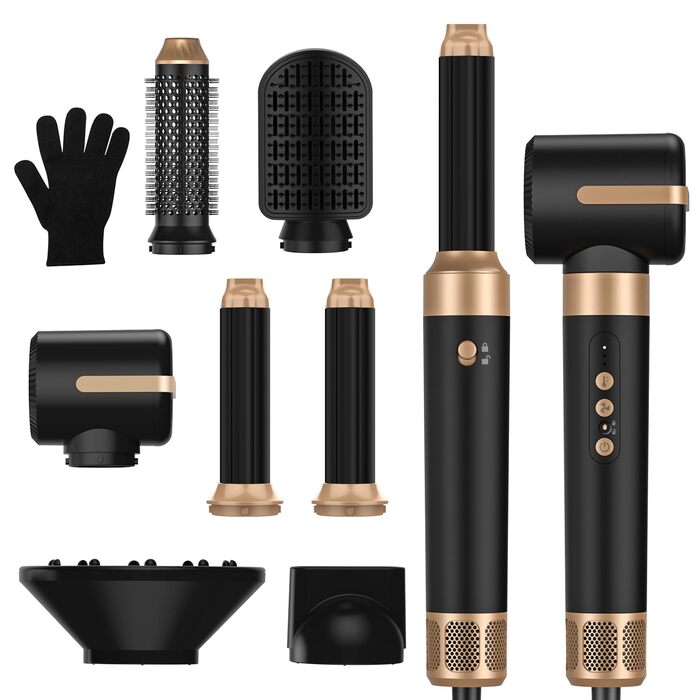 Мультистайлер для волосся 5 в 1 MogaWave Airstyler Pro 1000W: стайлер-фен, плойка для завивки та об'ємна щітка з іонізацією, коричневий