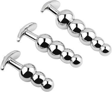 Анальні іграшки для дорослих: набір металевих анальних пробок з G-точком (3 шт.)