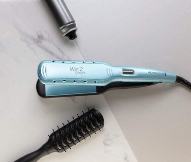 Випрямляч для волосся Remington Wet2Straight S7350 для вологого та сухого волосся, широкі пластини, LCD-дисплей, 140-230°C, бірюзовий