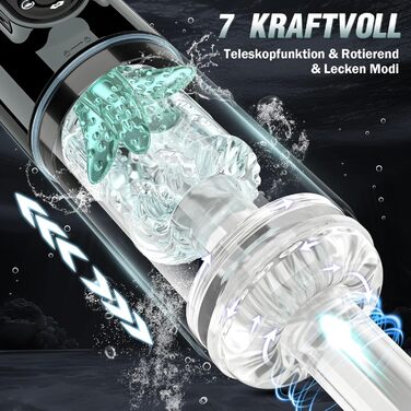 Електричний мастурбатор для чоловіків з 7 режимами, телескопічною функцією, ротацією, всмоктуванням, вібрацією та витоком