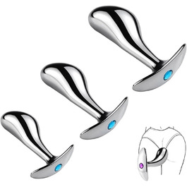 Анальні дільда з нержавіючої сталі Axcroo (3 шт.): S/M/L, T-Bar, стимулятор G-точки та простати