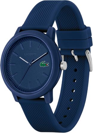 Аналоговий кварцовий годинник Lacoste 12.12 унісекс з синім силіконовим ремінцем Petit Piqué (Navy)