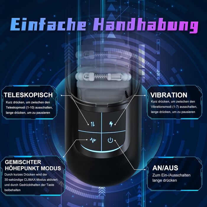 Електричний мастурбатор Leishen для чоловіків з масажними кульками - 10 режимів зсуву та 7 вібрацій