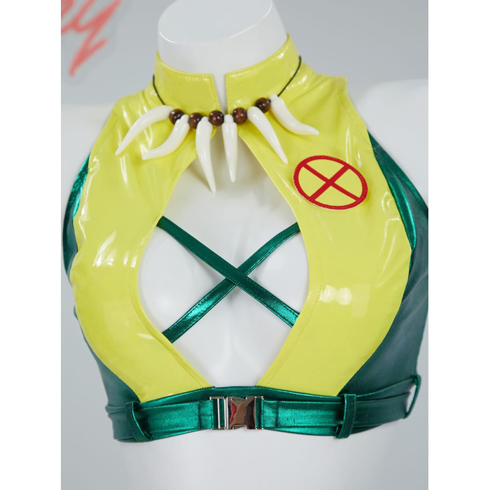 Костюм косплею Mobbunny для жінок, сексуальний комплект спідньої білизни, топ та спідниця з пов'язкою на голову, рукавичками, зелений для Хелловіну