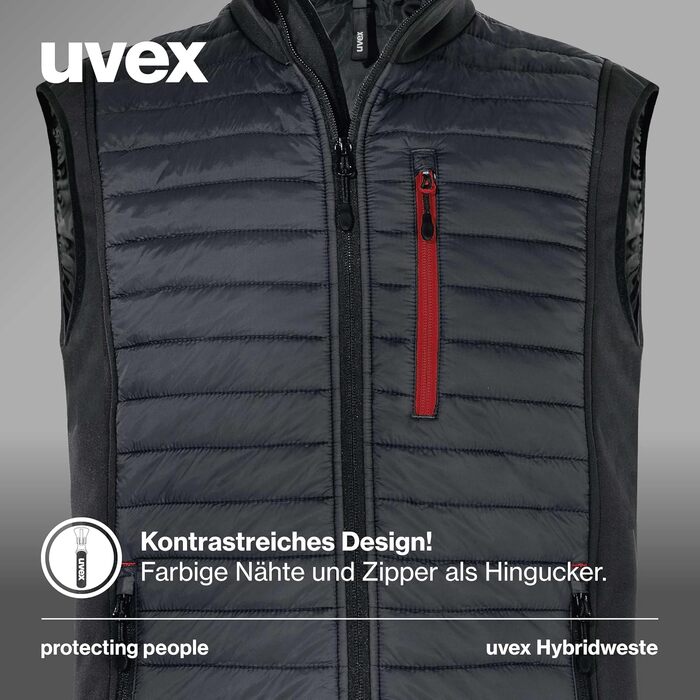 Чоловіча гібридна робоча жилетка Uvex tune-up, міцна повсякденна жилетка для роботи та відпочинку, чорно-червона, розмір M