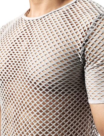 Чоловіча футболка JOGAL з еластичної сітки, прозора, короткий рукав, сіра (XXL)