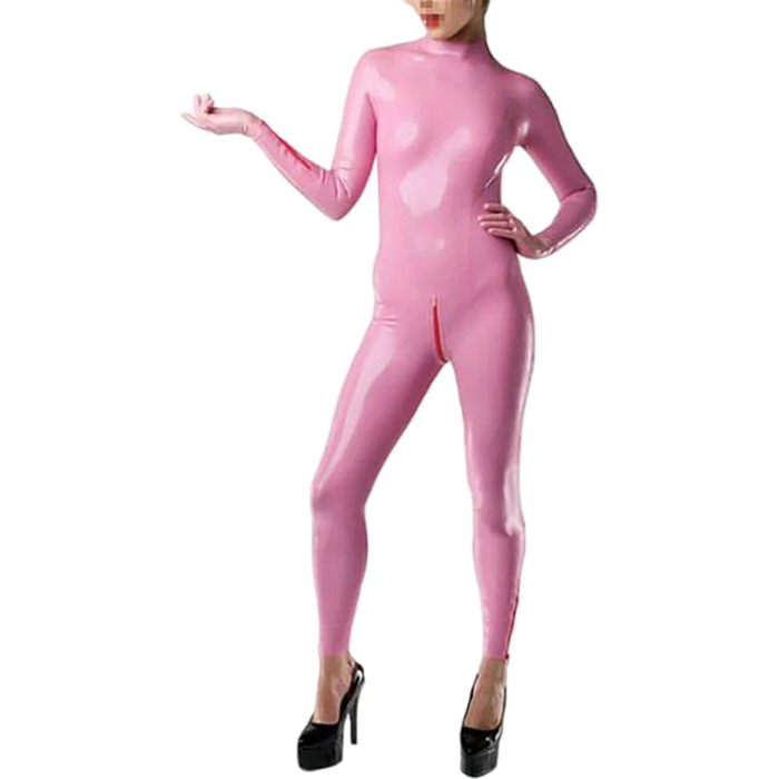 Латексний боді для жінок Gaylop з блискавками на манжетах, XXL, індивідуальний, облягаючий (без рукавичок), костюм, фіолетовий