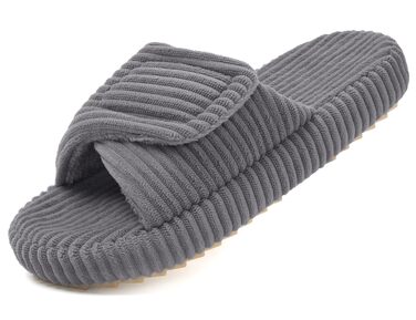 Жіночі домашні капці Coswind з ефектом пам'яті (Memory Foam), відкриті пальці, вельветові пантофлі, сірі, розмір 39/40 EU