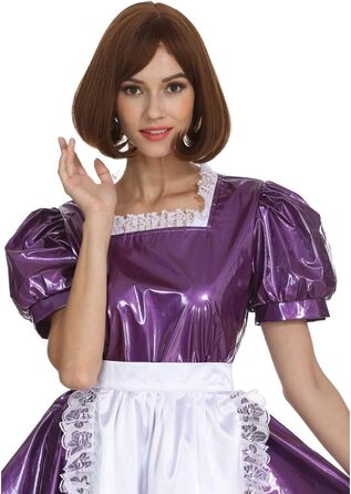 Квіткове PVC-плаття для перевдягання з квадратним вирізом, фіолетове, 3XL