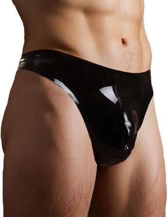 Чоловічі труси G-string з латексу GREEFEI, чорні, ручної роботи, Tanga, XL