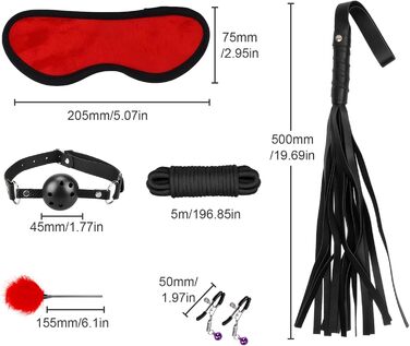 Набір для БДСМ з 26 елементів Qoosea: наручники, феттери, анальні пробки, іграшки для пар. Чорний колір.