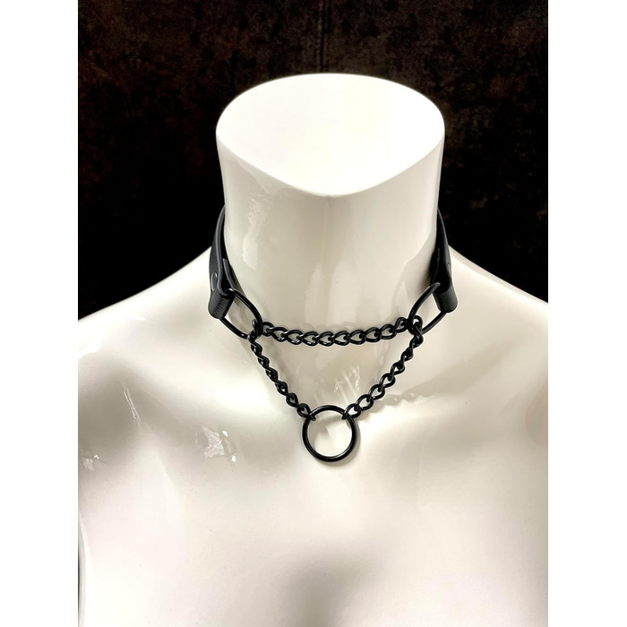 Шкіряне намисто з ланцюгом, готичне намисто з ланцюгом, намисто BDSM (XL 46-52 см)