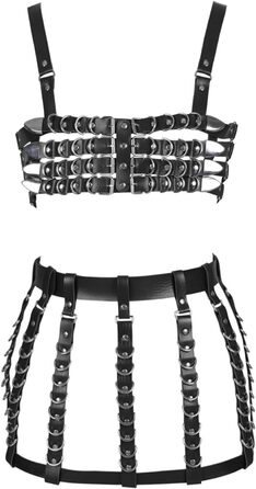 Корсет-гетри з шкіряним поясом для жінок та дівчат. Готичний аксесуар для вечірок, танців, готичного стилю (Чорний)