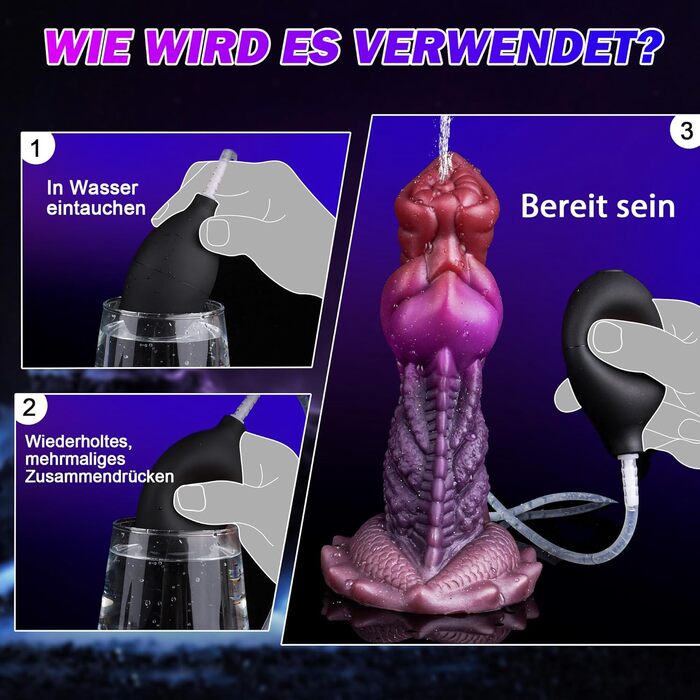 Силіконовий дildo-дракон зі спреєм, 19 см, анальний плаг для жінок та чоловіків