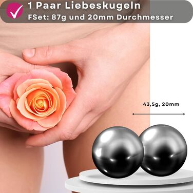 Металеві кульки для тренування тазового дна (3 розміри) - 28г, 44г, 64г - Beckenbodentraining для жінок. Ідеально для підтяжки вагіни (1 комплект)