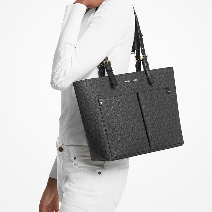 Жіноча сумка-сатчел Michael Kors Double Pocket Satch з логотипом (Black Sig)