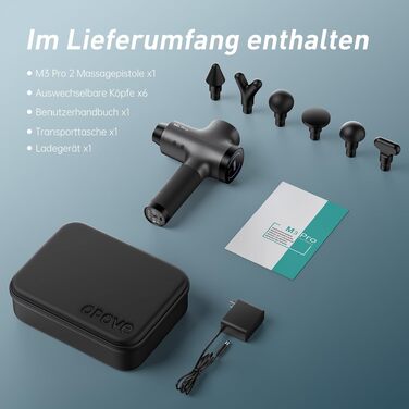 Перкусійний масажер OPOVE M3 Pro 2 Massage Gun з LED-дисплеєм, 2500 об/хв, для зняття м'язового болю, світло-сірий