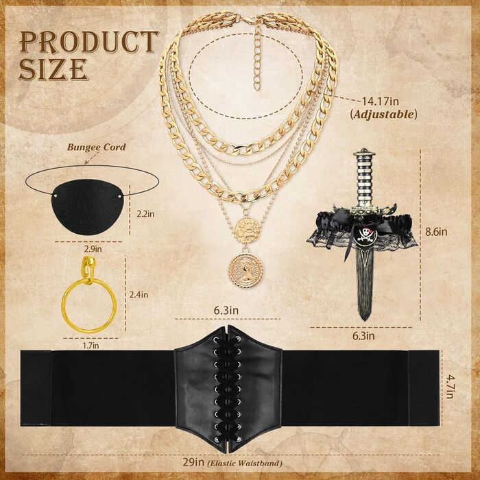 Костюм пірата для жінок CICOCI: ренесансний корсет, стеampunk спідниця, топ, аксесуари пірата, повний костюм на Хелловін, білий/Розкішний сад