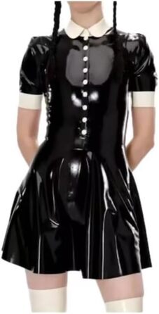 Костюм косплею з латексу, сукня служниці, унісекс, чорний/білий, 3XL, персоналізований